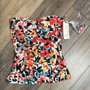 Anne Cole Red and Black Bustier Swim Top